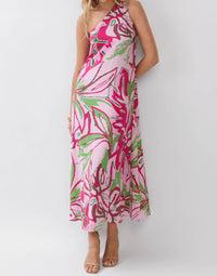 Tcec - One Shoulder Tropical Print Maxi Dress