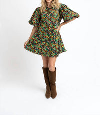 Karlie - Floral Puff Sleeve Pocket Dress
