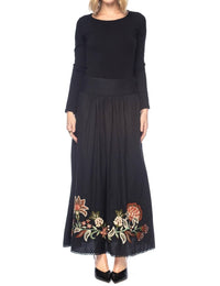 Tolani Madonna Embroidered Skirt in blue - women's skirt