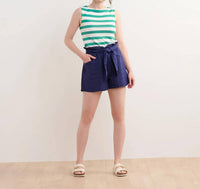 Hatley Everyday Tank Top in sea green stripes - women's tank top - detail view