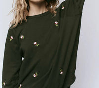 The Great. - College Sweatshirt With Embroidered Roses