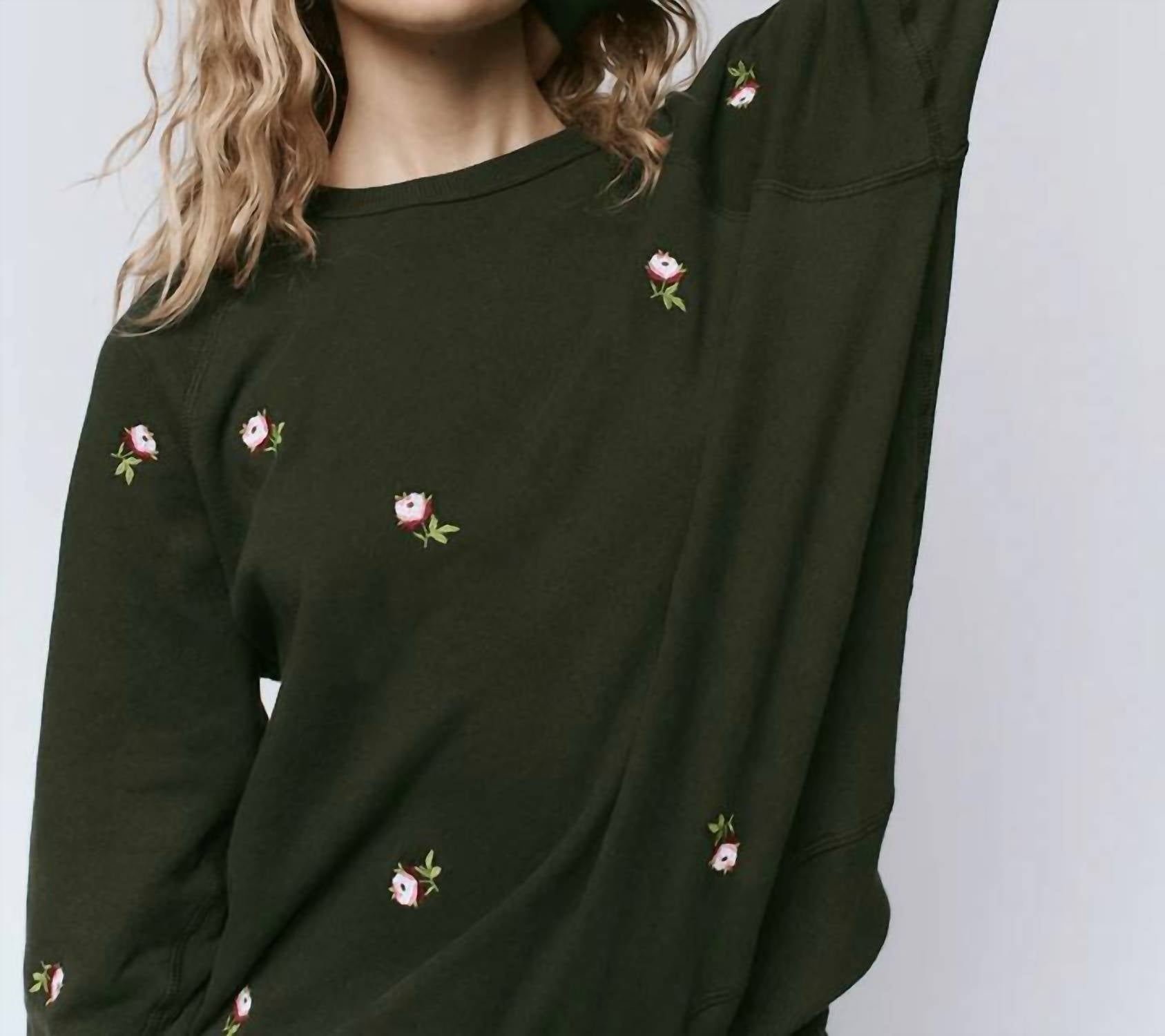 The Great. - College Sweatshirt With Embroidered Roses