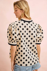 Bibi - Polka Dot Printed Blouse - Plus