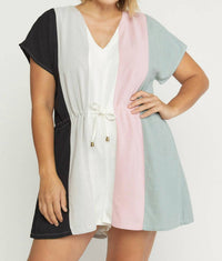 entro Color Block Romper in black - women's pants