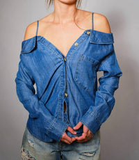Blue B - Out Of Office Off Shoulder Shirt