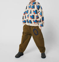 BOBO CHOSES Doggy Mate All Over Zipped Hoodie in off white - kids' shirt - detail view
