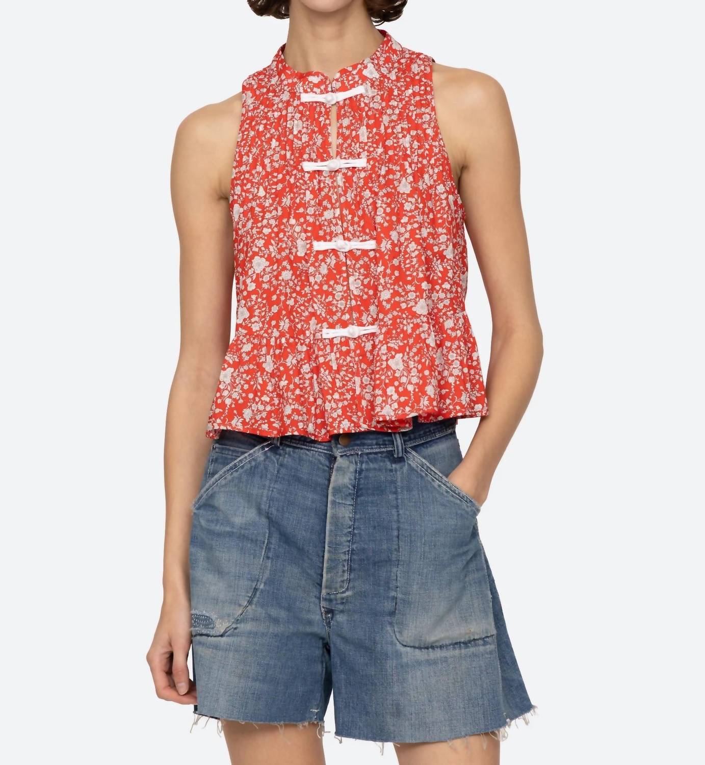 SEA Lucille Top in red - women's blouse