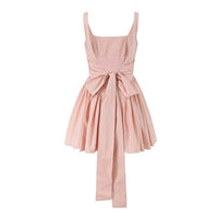 Yvonne & Love - Ladies Plain Ruched Bow Back Mini Dress