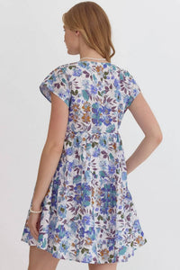 Entro - Floral V-neck Cotton Mini Dress