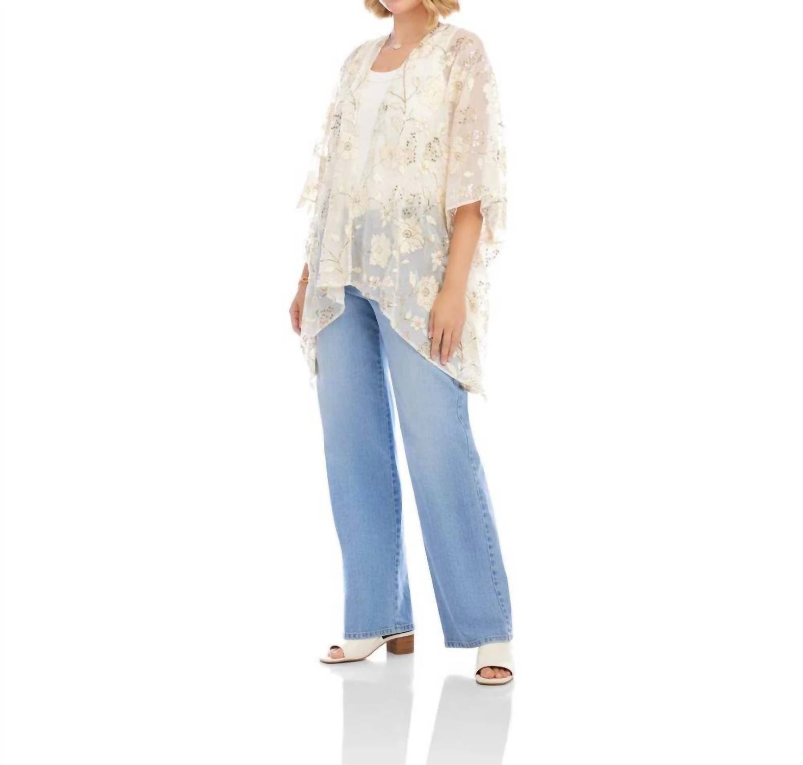Karen Kane - Floral Embroidered Open Front Jacket