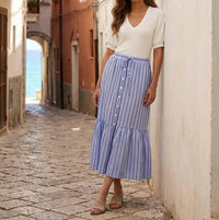Karen Kane - Striped Tiered Midi Skirt