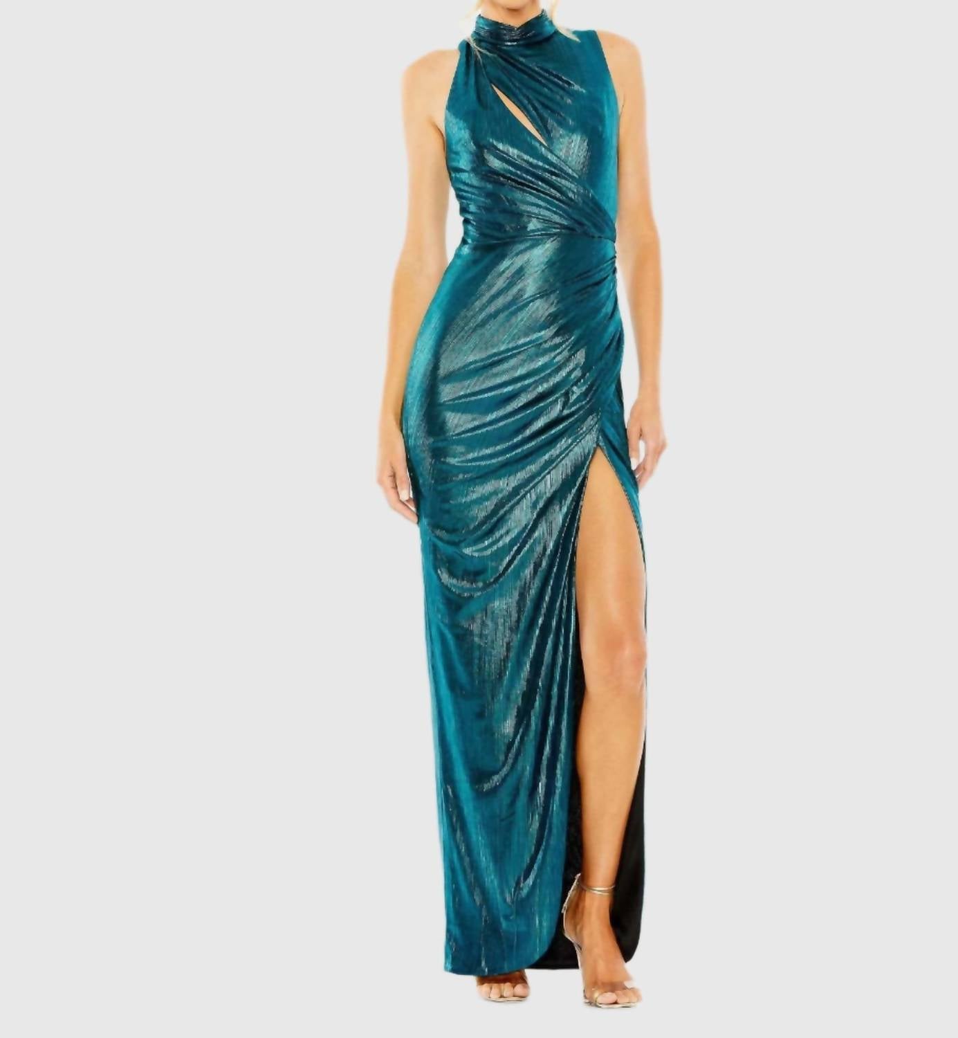 Ieena For Mac Duggal - Sleeveless High Neck Cutout Gown