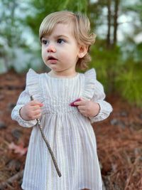 POPPET & FOX Smocked Ruffle Dress in cream - kids' dress - alternate view