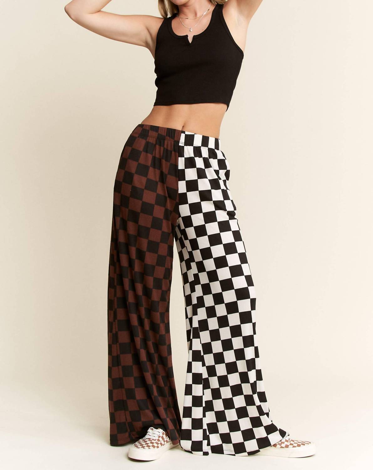Jade By Jane - Split Decision Checkered Pants - Plus