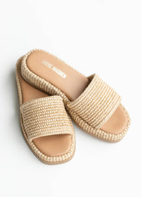 STEVE MADDEN Women's Boardwalk Espadrille Slide Sandal in natural raffia - women's sandal