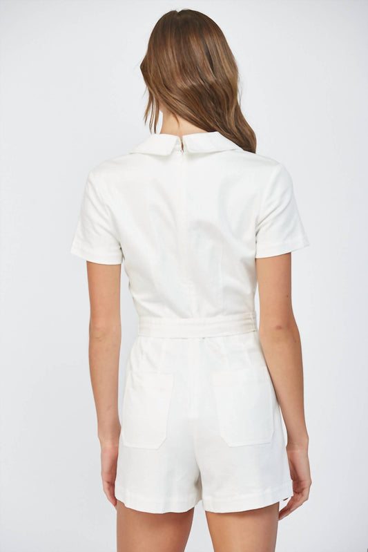 Fate - Short Sleeve Wrap Romper With Collar