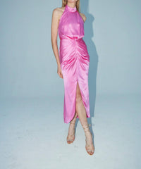 Aiifos Eloisa Halter Neck Pleated Dress in pink - women's dress - view 4