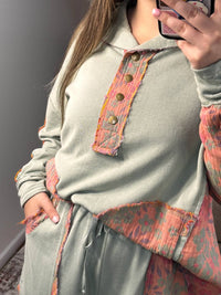 Easel - Piper Floral Patchwork Terry Knit Set