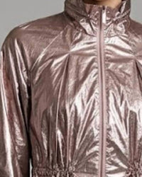 DAMEE Drawstring Short Jacket in metallic pin - women's jacket - detail view