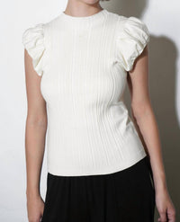 Greylin - Austen Puff Cap Sleeve Rib Knit Top
