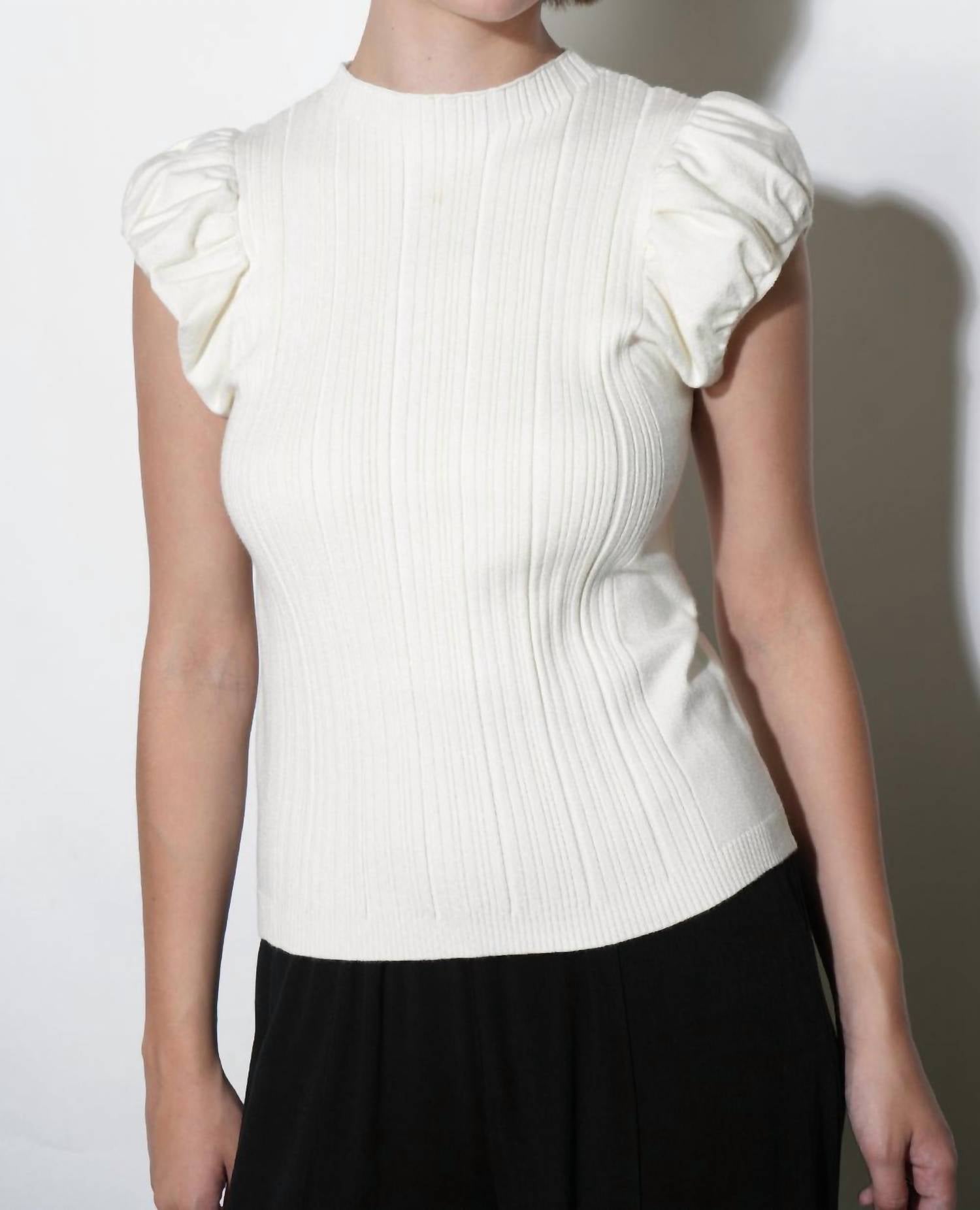 Greylin - Austen Puff Cap Sleeve Rib Knit Top
