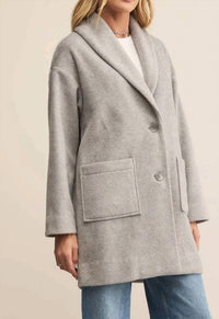 Z Supply Lennon Coat in heather grey - women's jacket - detail view