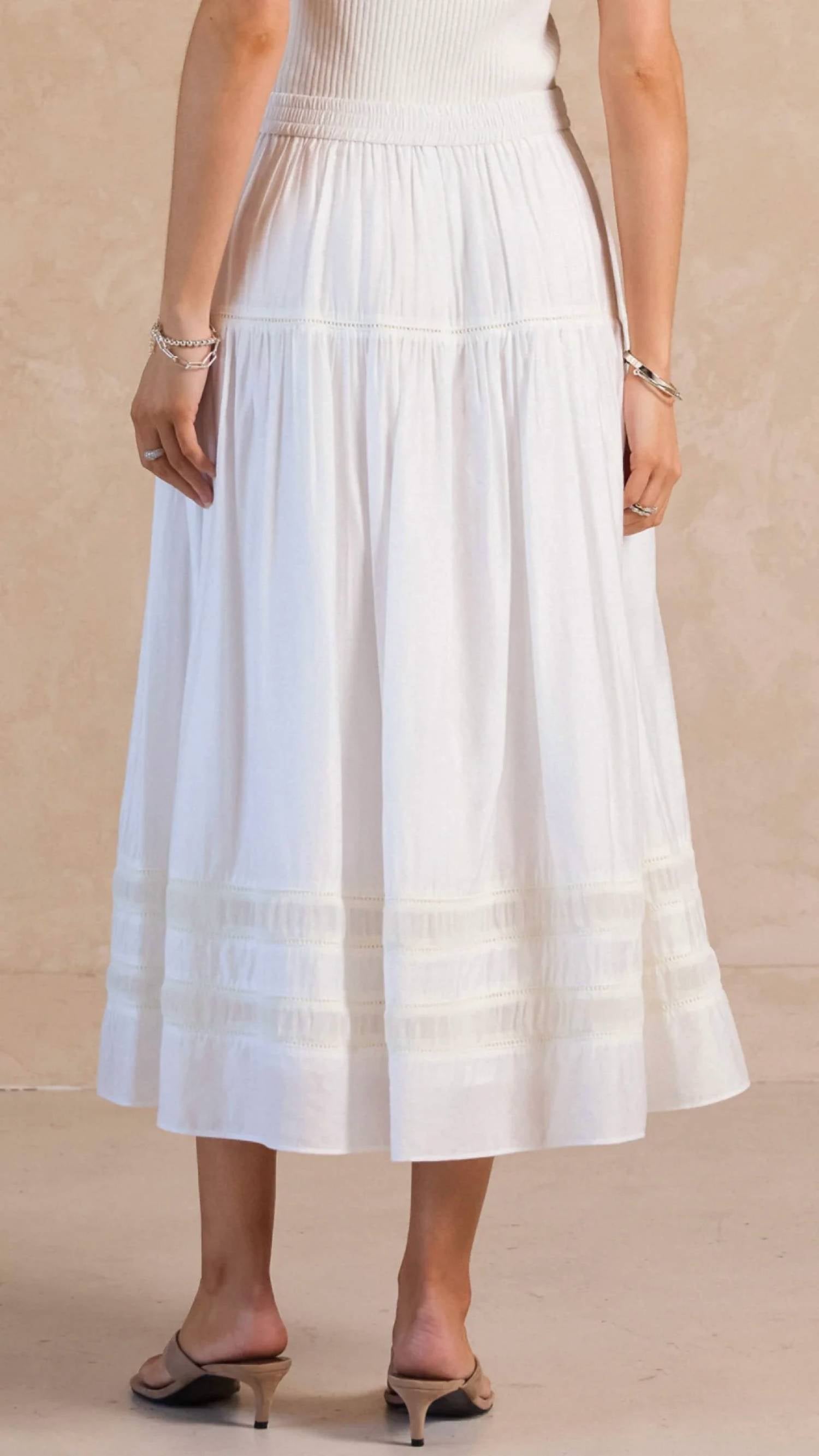 Current Air - Tiered Gathered Skirt With Ladder Lace