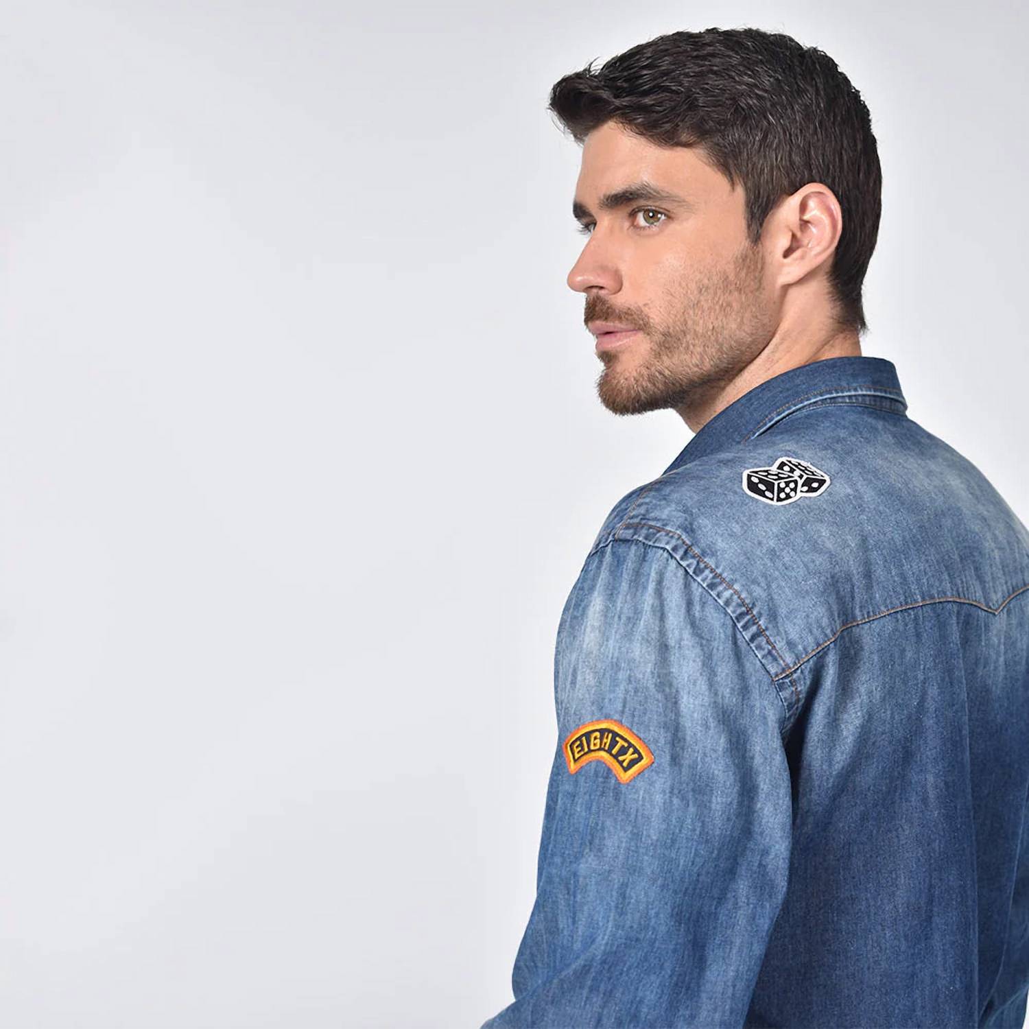 Eight X - Denim California Patch Button Down Shirt