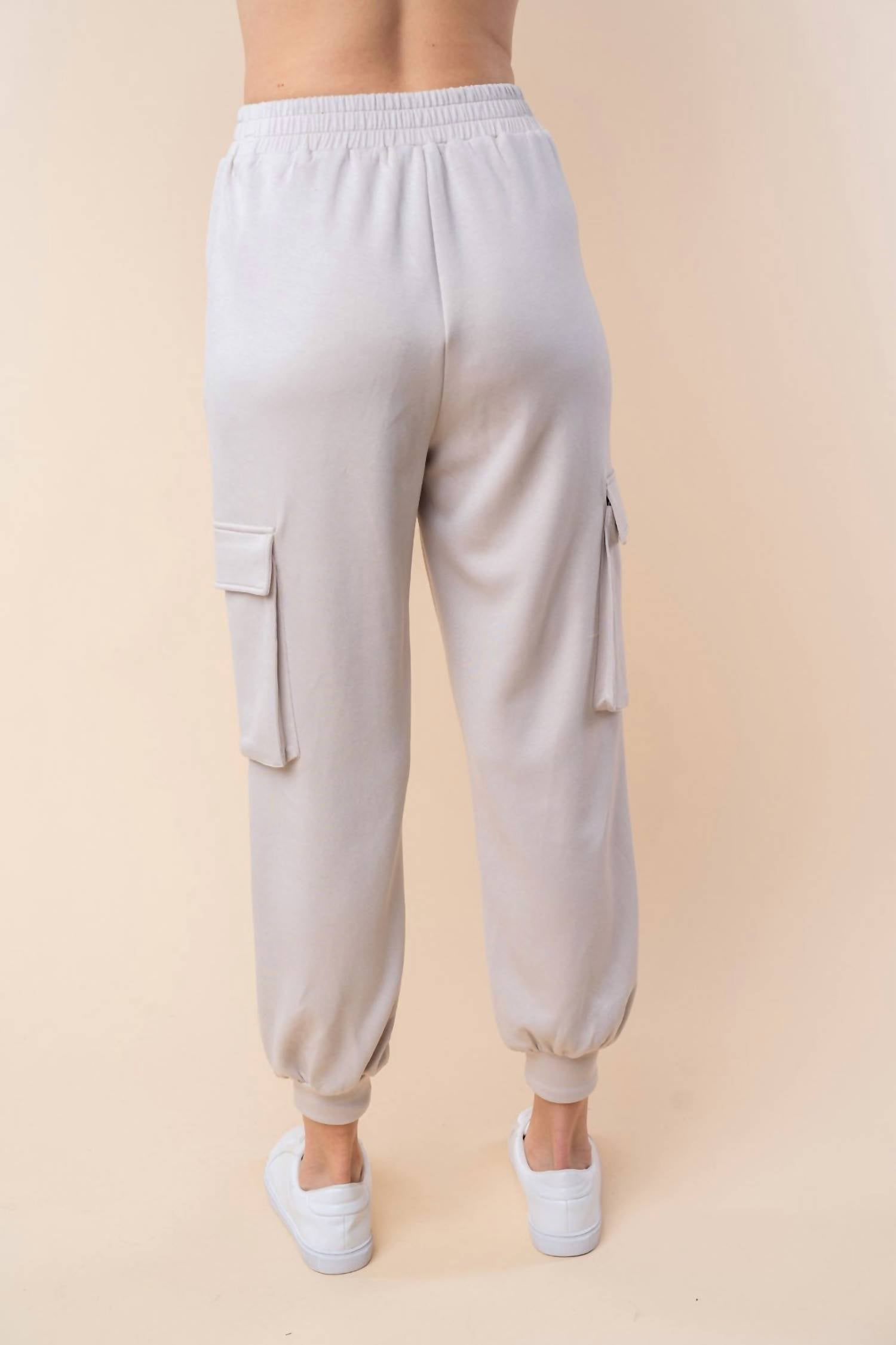 White Birch - High Waisted Solid Knit Cargo Pants