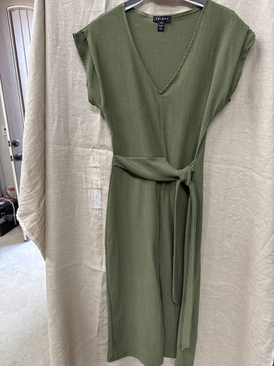 TRIBAL Sleeveless Wrap Midi Dress in loden - women's dress - alternate view