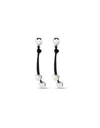 Unode50 - Leather Drop Earrings With Two Small Hearts
