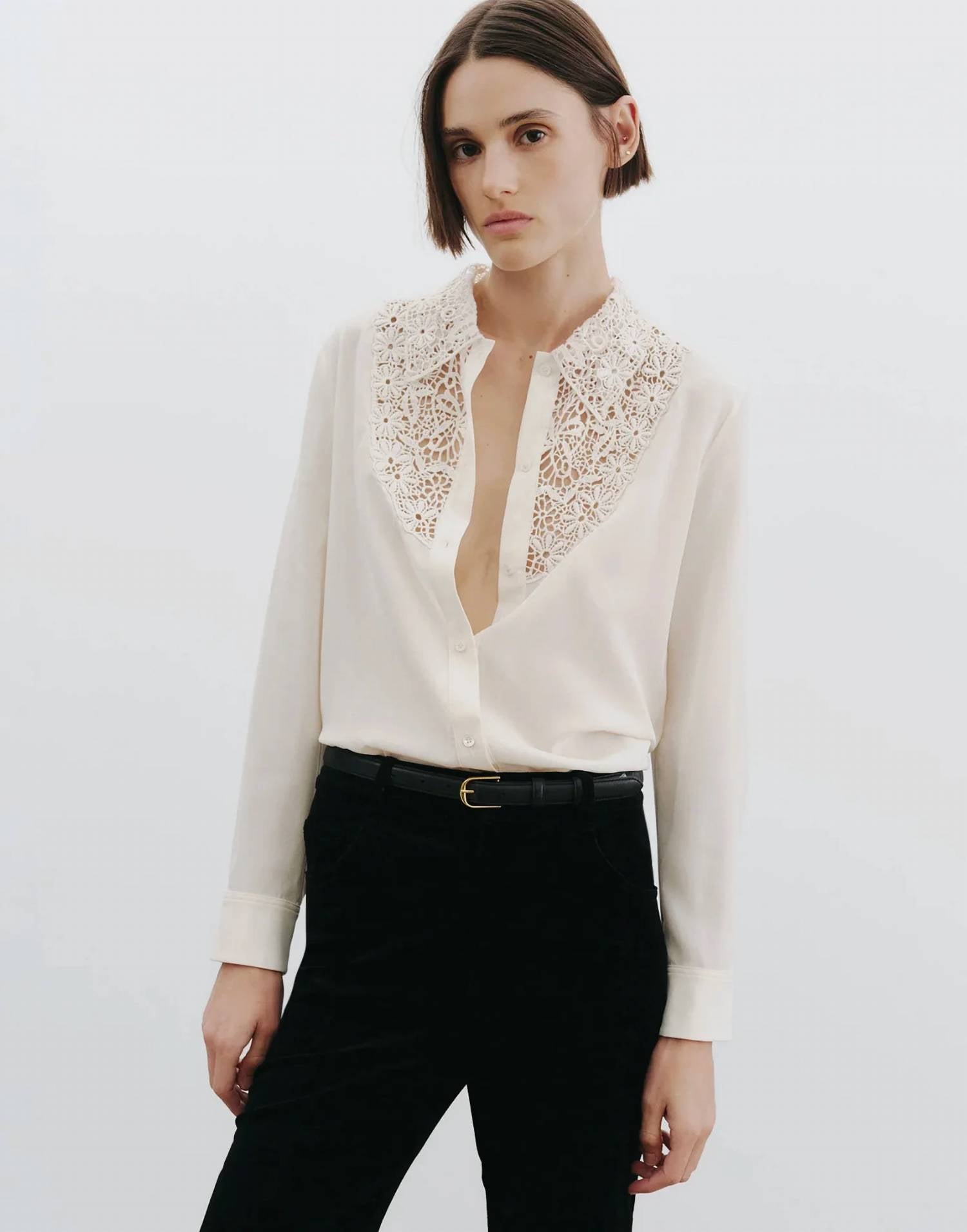 Nili Lotan - Zola Lace Silk Shirt