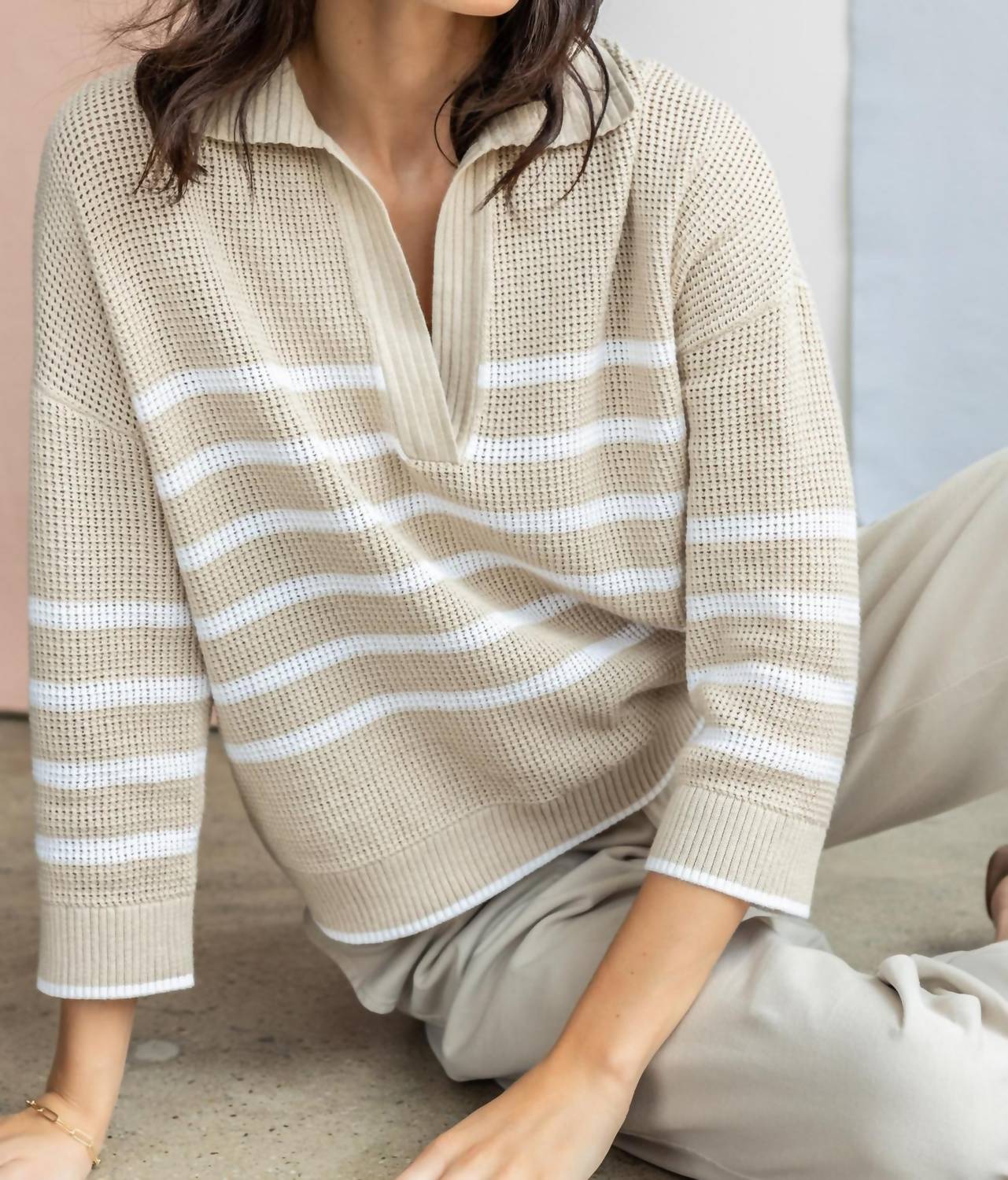 Lilla P - Stripe Polo Sweater