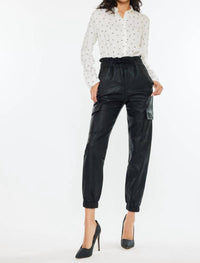Kancan - Rona Ultra High Rise Faux Leather Jogger Pant