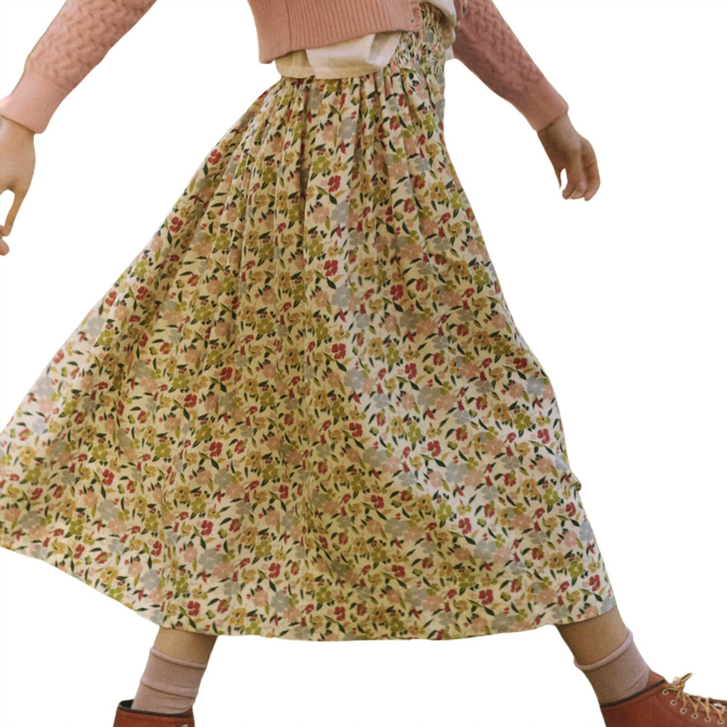 THE GREAT. Women's The Viola Skirt in floating petals floral - women's skirt - alternate view