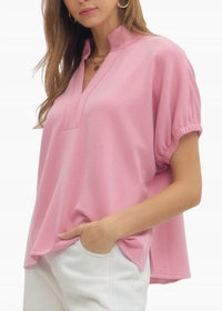 entro Collins Collared Top in dusty pink - women's t-shirt - view 4