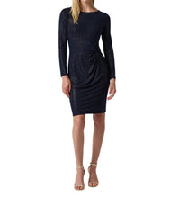 Joseph Ribkoff Metallic Pinstripe Dress in midnight gold - women's dress