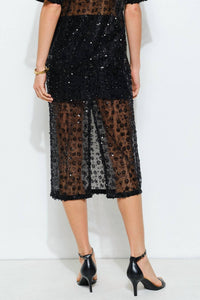 INA Fashion Annette Sheer Lace Sequin Midi Skirt in black - women's skirt - alternate view