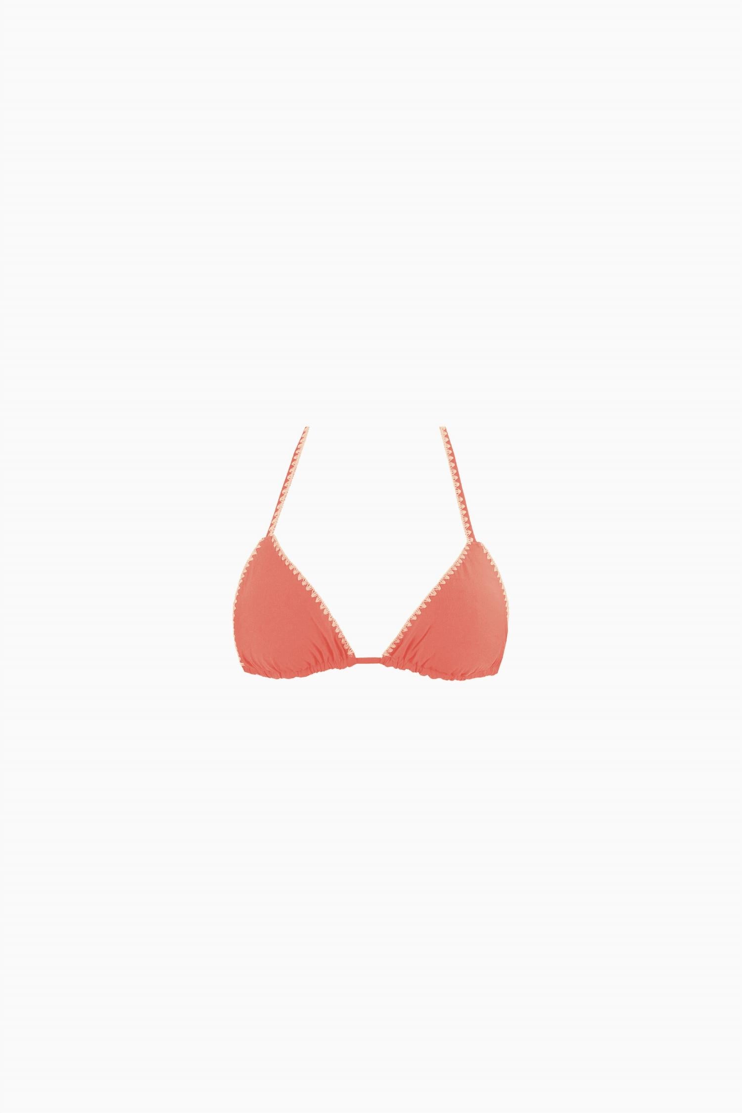 Luli Fama Luxe Stitch Seamless Triangle Bikini Top in azafran - women's swimwear - alternate view