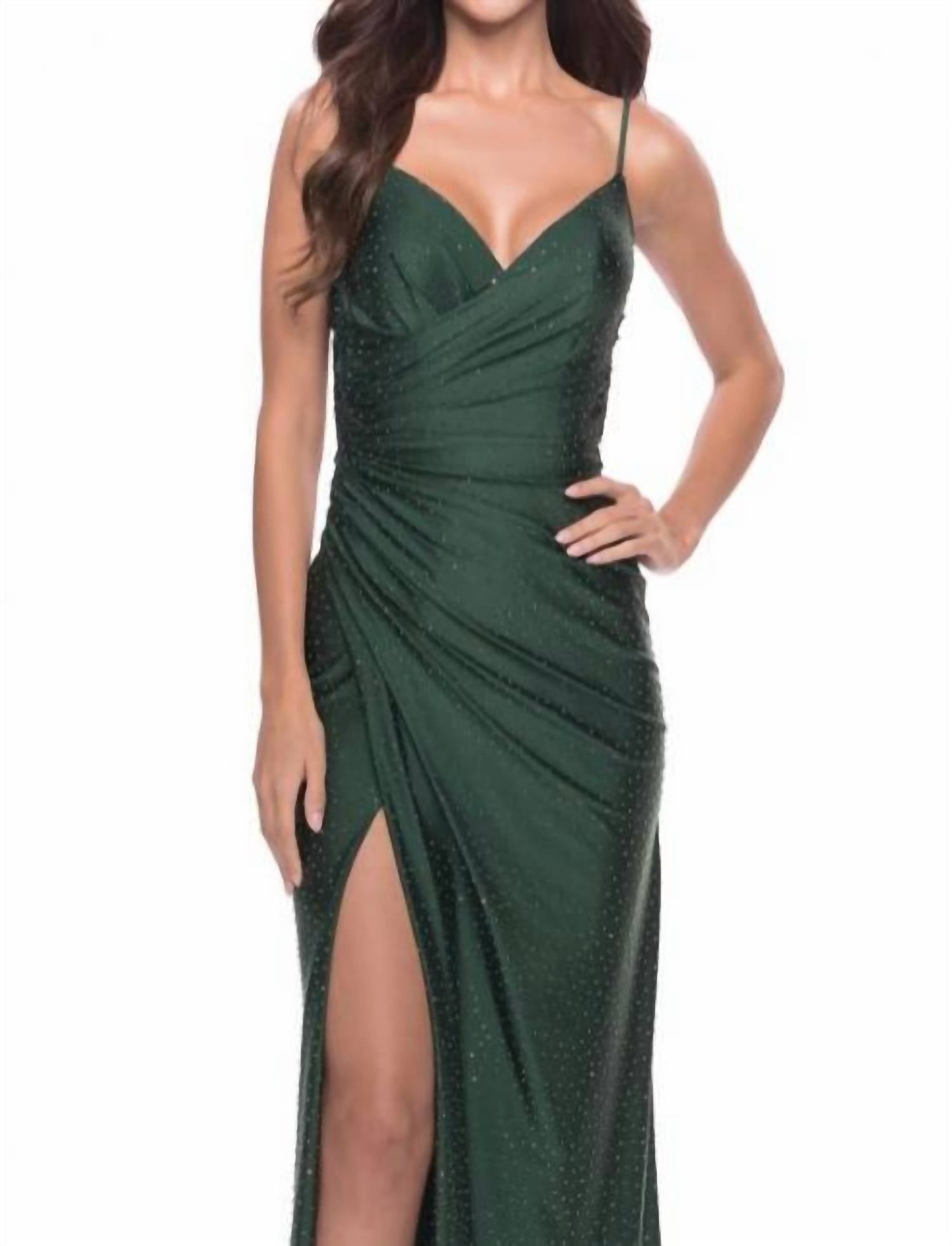 La Femme - Appliance Lace Sheer Back Dress