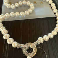 Sahira - Kelly Pearl Necklace With Cubic Zirconia Stones