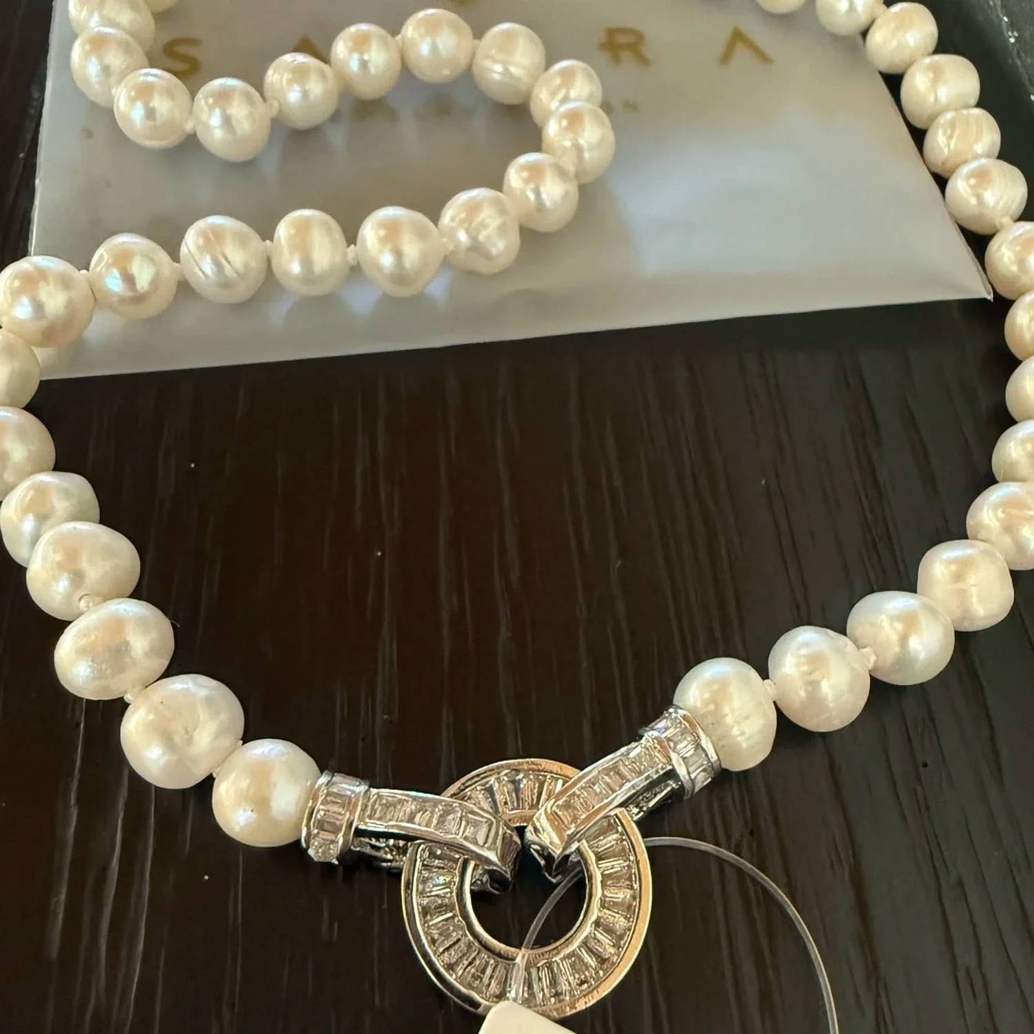 Sahira - Kelly Pearl Necklace With Cubic Zirconia Stones