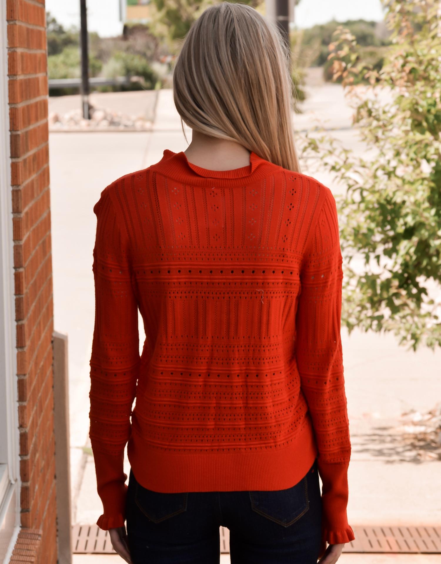 Shiying Fashion - Hollow-out Knitted Long Sleeve Top