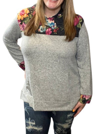Honeyme - Floral Color Block Hoodie