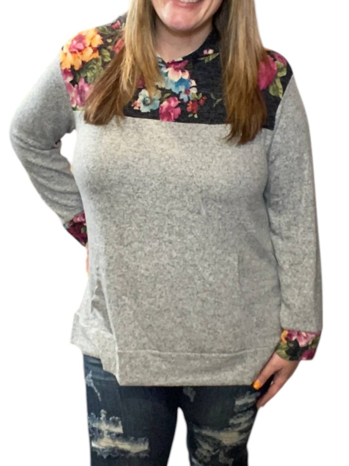 Honeyme - Floral Color Block Hoodie