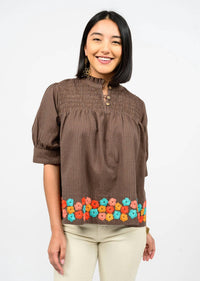 Ivy Jane Hem Of Flowers Top in multi - women's blouse - alternate view