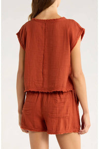Elan - Cap Sleeve Crop Top