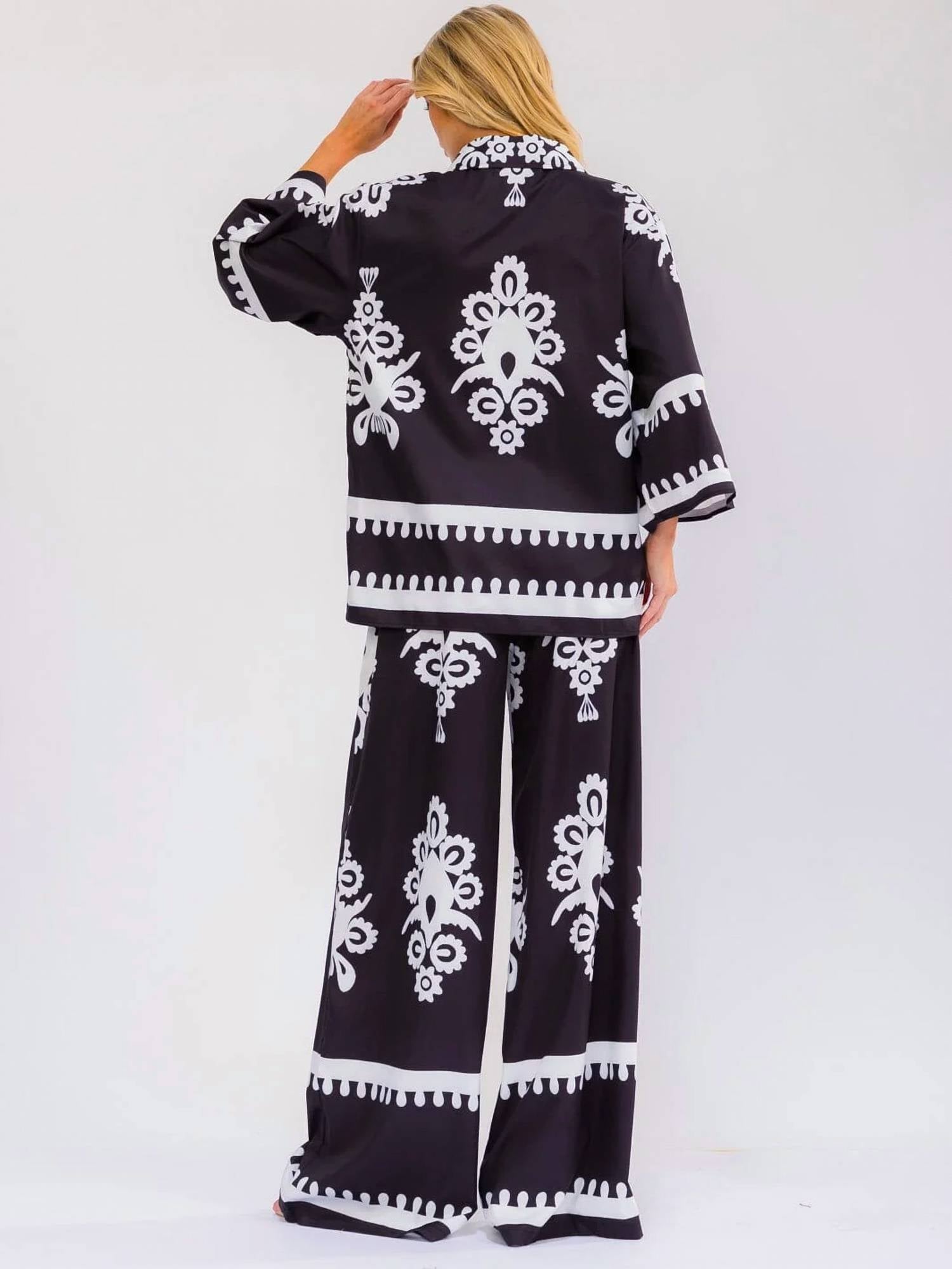 Little Secret Of Mine - Wide Leg Print Pant Set