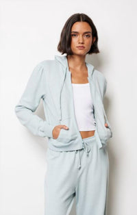 Bobi - Puff Sleeve Long Sleeve Zip Up Hoodie