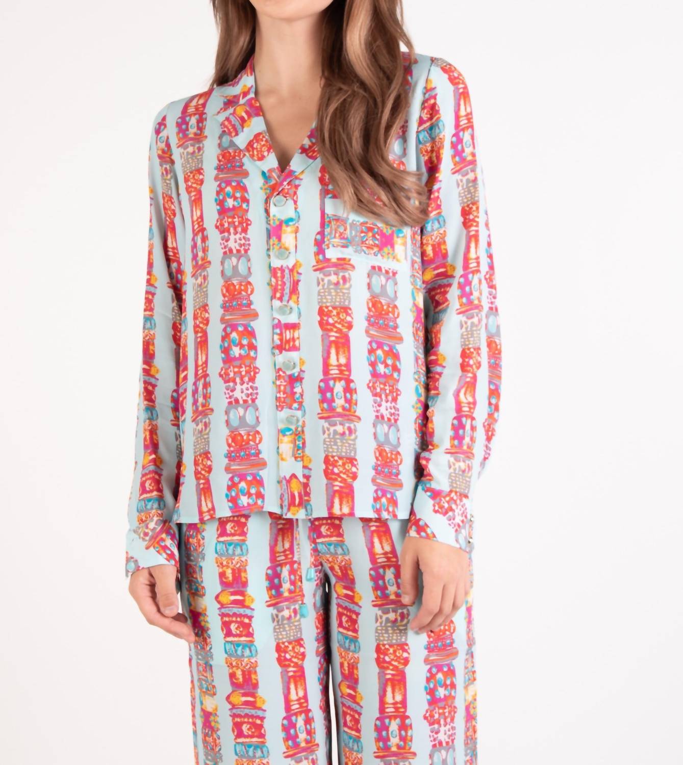 Emily McCarthy Austin Button Down Top in iconic iris - women's shirt